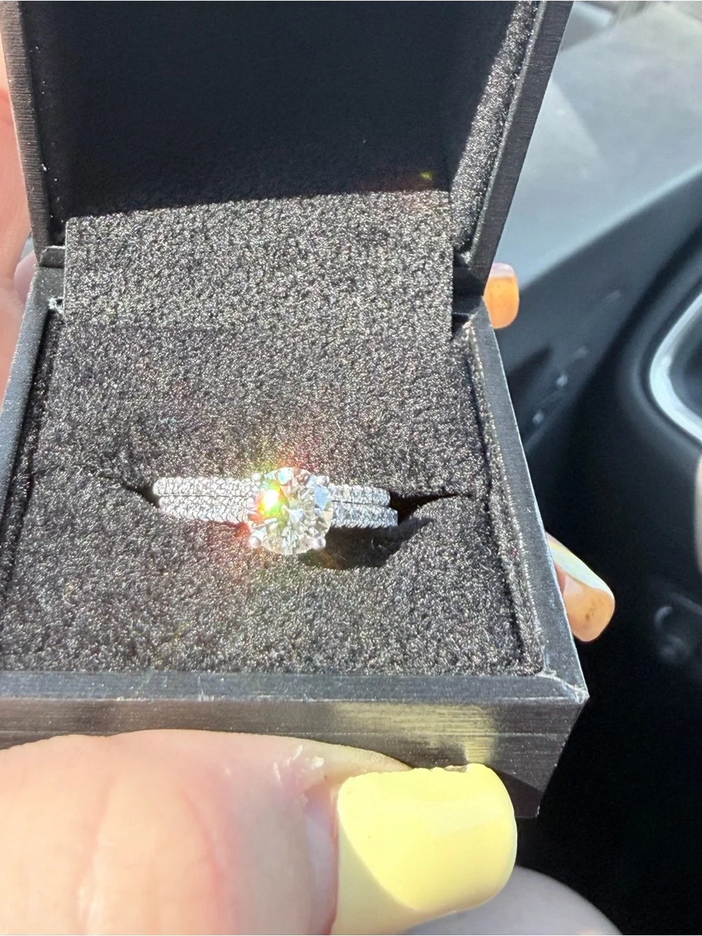 jcpenney White Solitaire Halo Engagement Ring and Duo Bands